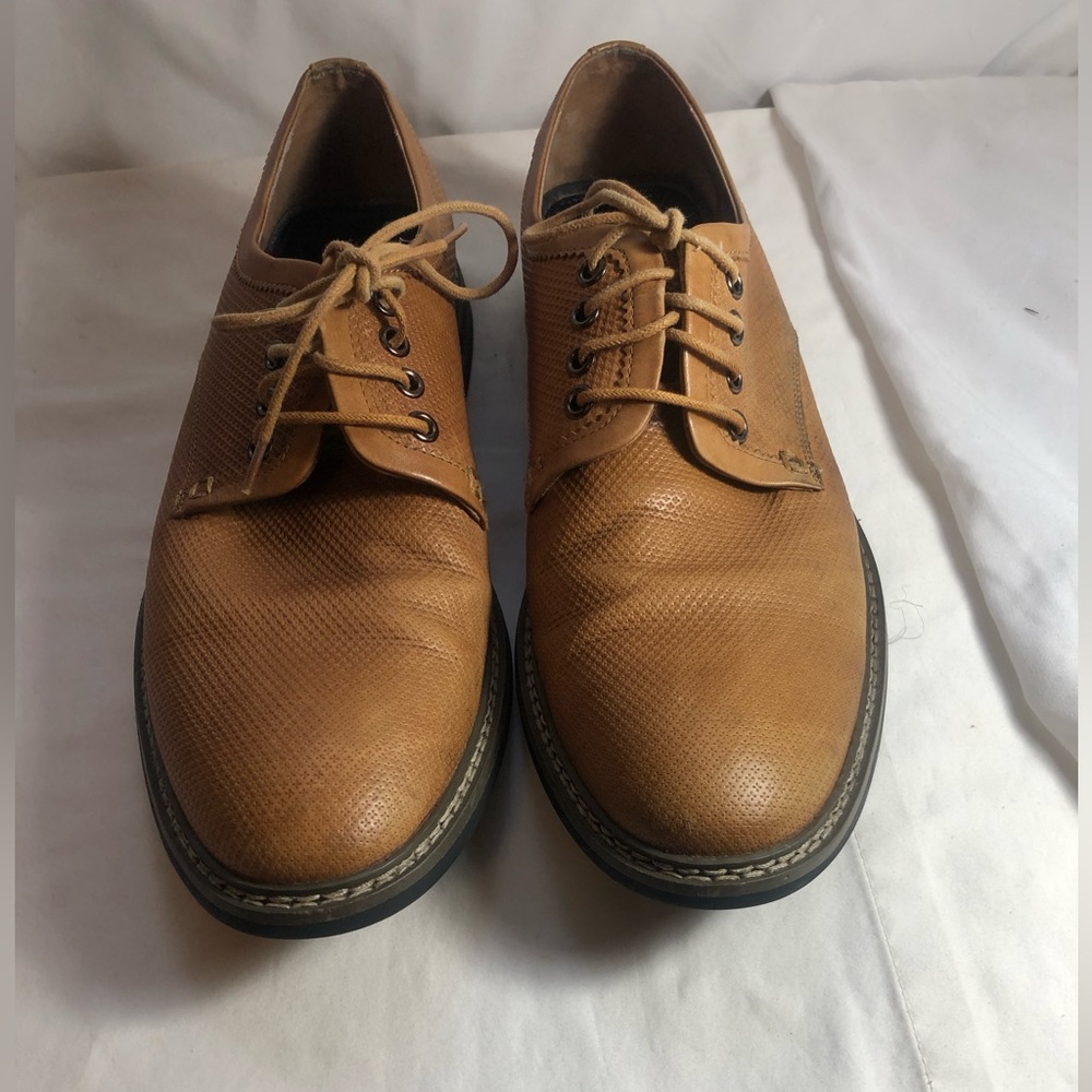 Zanzara Mens Leather Brown Dress Shoes Laces Oxford Size 10 ZK321C80